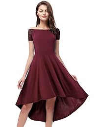 YOYAKER vestido de dama de honor con encaje floral vintage para mujer, vestido de cóctel de noche