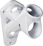 Flag Pole Bracket | Heavy Duty Two-Position Fixed Mount | 1" Diameter | White Powder Coat Finish | Premium Quality Aluminum Flag Holder | Front Line Flags P/N 1BRKWF