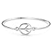 925 Sterling Silver Open Peace Love Sign Round Round Openable Hook Bangle Bracelet 7.5 inches