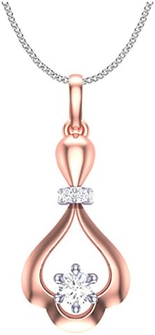 Clara Silvo 18K Rose Gold Plated Sterling Silver CZ Ana Pendant with Chain for Women and Girls