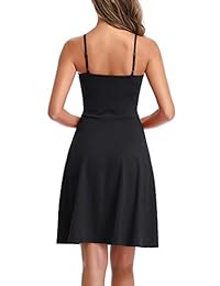 CARCHY Vestido de verano para mujer, con tirantes de espagueti y botones, línea A, diseño floral