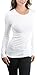 ToBeInStyle Women's Cotton-Blend Crew-Neck Staple Top with Long Sleeves - White - M