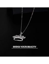 gemschest Collar con Colgante de plata de ley 925 ronda circonio cúbico corona 18" Cadena