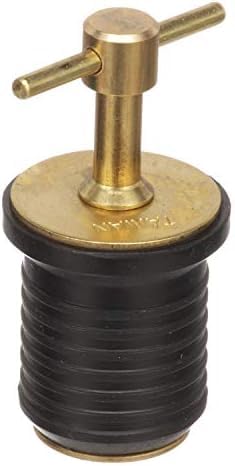 Attwood 7526A7 T-Handle Drain Plug, for 1-Inch-Diameter Drains, Locks in Place, Brass Handle, Rubber Plug (Pack of 12) Image