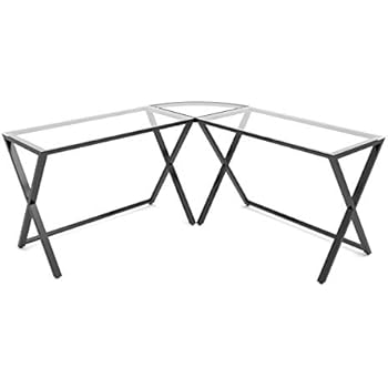 Amazon.com: Ryan Rove Keeling X Glass Large Modern L-Shaped Desk Corner