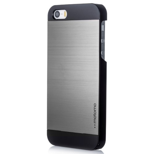 iPhone 5S Case, MOTOMO [Silver] iPhone 5S Case Aluminum [Brushed Aluminum] Metal Cover Protective Case - Verizon, AT&T, Sprint, T-Mobile, International, and Unlocked - Case for Phone 5 / iPhone 5S - Retail Packaging - Titanium Silver/Black (115SPCIMAC-SI)