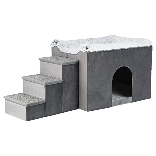 TRIXIE Cave Harvey with stairs, 135 × 47 × 50 cm, grey/white-black