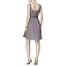 Nine West Women's Sleeveless Belted Fit and Flare Dress with Pleats, Pewter, 16