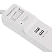 Amazon Basics Power Strip Surge Protector with 6 Outlets, 2 USB Ports, 1000 Joule Protection, 6 foot Extension Cord, Rectangle, White