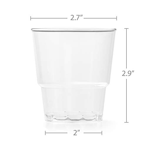 Fig & Leaf (120 Pack) 6-OZ Clear Hard Plastic Cups Premium Beverage Party Cup l Old Fashioned Crystal Clear Tumblers 6-Ounce l Disposable Reusable l Top Choice for Catering Wedding Drinking Birthday