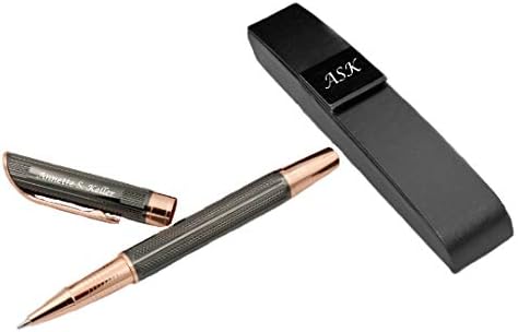 Personalized Gunmetal & Rose Roller Ball Pen Custom Engraved Free - Medium Point Pen