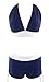 Zando Push Up Two Pieces Bikini with Boyshort Athletic V Neck Swimsuit Vintage Halter Back Swimwear Bathsuit for Women