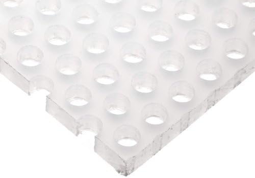 Polypropylene (PP) Perforated Sheet, Straight Holes, Opaque White, 0.250" Thickness, 12" Width, 12" Length, Straight 1/4" Holes, 0.375" Center to Center