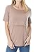Smallshow 3 Pcs Maternity Nursing T-Shirt Modal Short Sleeve Nursing Tops Brown-Black-Grey,X-Large