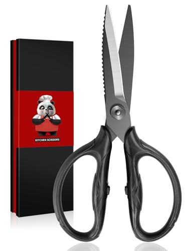 Kitchen Scissor Heavy Duty, 5Cr15MoV Stainless Steel, Black Titanium Plated Japanese Shears, Removable Blade,Multi-Purpose Kitchen Scissors, Dishwasher Safe, Suitable for Meat, Herbs, Black