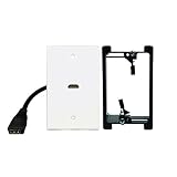 HDMI Wall Plate,Fly Tiger,6 Inch Pigtail Built,in Flexible High Speed HDMI Cable with Ethernet,Single Outlet Port Insert(1 Port+Bracket)