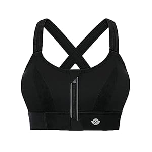 YIANNA Vrouwen Hoge Impact Sport BH Plus Size Zip Front Fastening Bras Gewatteerde Verstelbare Riem