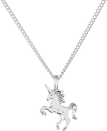 ToRhine Jewelry Unicorn Necklace For Women Chain Charm 925 Sterling Silver Plated Cute Pendant Statement Choker Silver