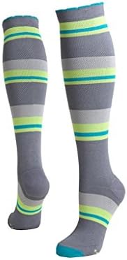 Lily Trotters Women's Designer Athletic Compression Socks - Candy Stripes Charcoal