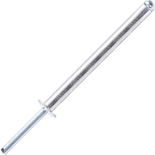 Aluminium Blind Rivets, Extra Long Curved Head, Steel Rod – DIN 7337 A – For Thick Sheet Metal (Ø6.0 x 30 mm, 30 Pieces)