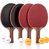 Jebor Professional Ping Pong Paddle Advanced Trainning Table Tennis Racket with Carry Case, 7 ply Wooden Blade with Long Handle 0.6MMRubbers