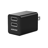 Tiny Wall Charger, Portable Ultra Compact Travel USB Wall Charger with 2 Port Max to 2.4A Output & Foldable Plug for iPhone iPad, Samsung Galaxy, Power Bank and More, Black