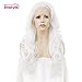 Imstyle Snow White Wig Lace Front Wigs for Women Drag Queen Party Cosplay Natural Silver White Long Fluffy Wavy Body Wave Synthetic Wig Lace Frontal Glueless Wig Cap High Density Heat Resistante Hair