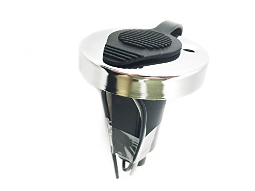 Pactrade-Marine-Black-Rubber-Cap-2-Prong-Stern-Light-Pole-Base-Silver-Top-Socket-Plug-In Pactrade-Marine-Black-Rubber-Cap-2-Prong-Stern-Light-Pole-Base-Silver-Top-Socket-Plug-In