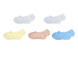 Lubella 5 Pairs Baby Girls Boys No Show Socks Non-Skid with grippers goodie bag idea (White Beige Yellow Blue)