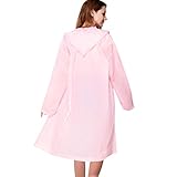 VICUNA POLO Adult Waterproof Raincoat with Hood & Sleeves Unisex Men Women Reusable Outdoor Rainwear (Pink, L(Chest 46.4''))