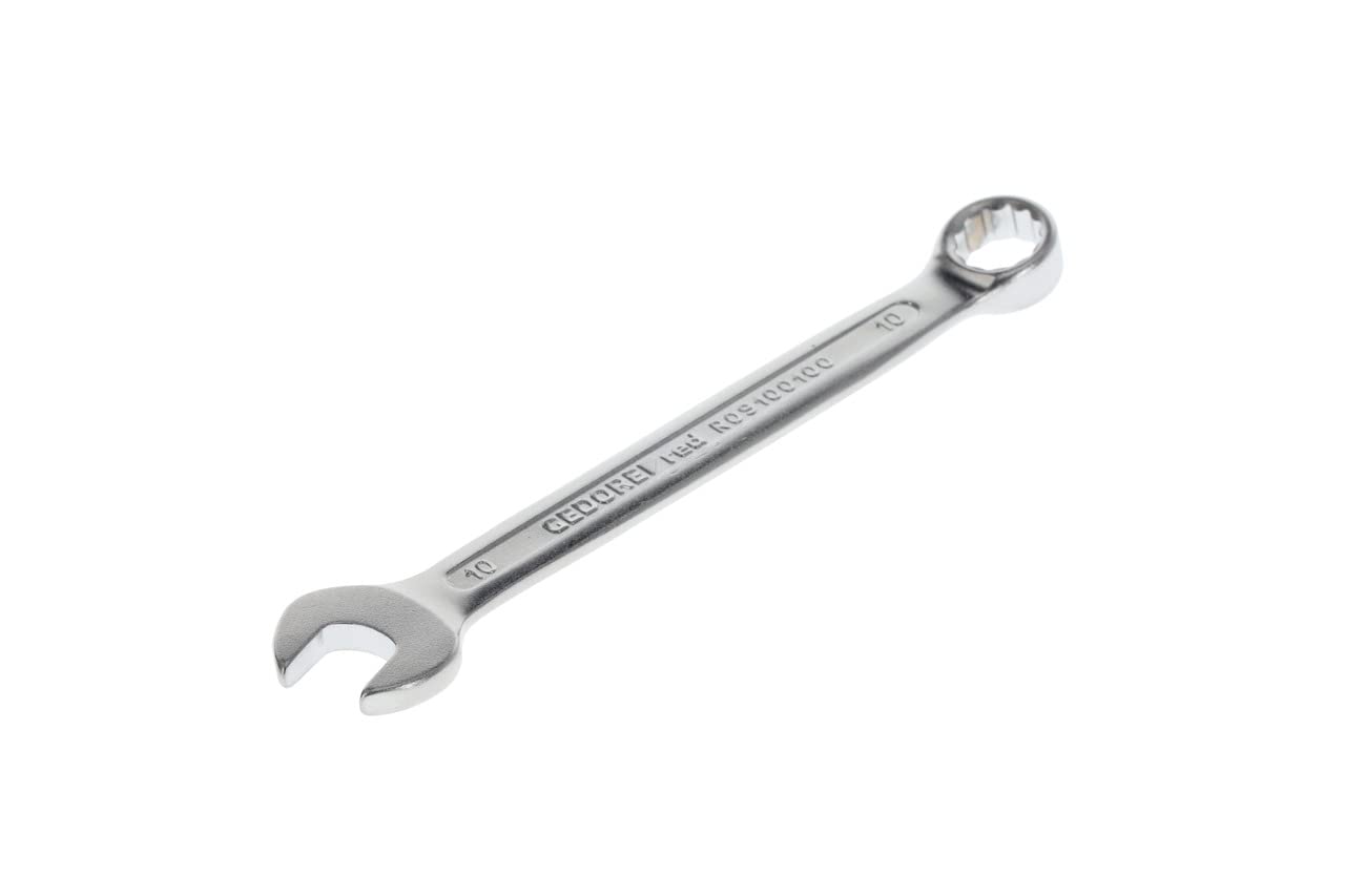 Gedore Red Combination Spanner SW 10 mm Matt Satin Finish Chrome Vanadium Steel Silver