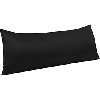 NTBAY Body Pillow Cover, Satin Body Pillowcases with Zipper Closure, Silky Soft and Luxury, for Adults Pregnant, Black 20