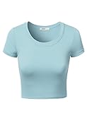J.TOMSON Women's Basic Short Sleeve Round Neck Crop Top