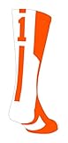 TCK Player Id Orange/White Number Crew Sock (#1 - Single Sock, Small)