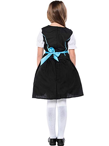 MYRISAM Girls Bavarian Oktoberfest Costumes Dirndl Dress with Apron Beer Maid Fancy Dress Carnival Halloween Costume Blue 8-9T