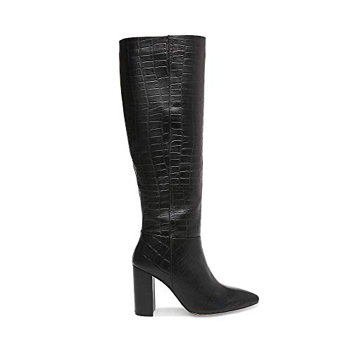 Steve-Madden-Womens-Fenix-Leather-Pointed-Toe-Knee-High-Black-Croco-Size-75