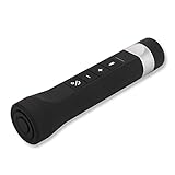 IDinspk 5 In 1 Portable LED Flashlight with Bluetooth Speaker USB Charger Power Bank 2200mAh Torch Bicycle Bluetooth Speakers Handsfree Microphone for Outdoor Activities(Black)