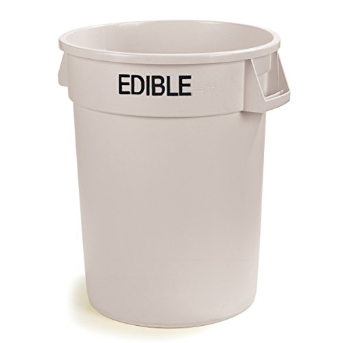 UltraSource Commercial Waste Container, 32 gal,Edible, White