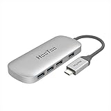 USB C Hub, HooToo USB C Adapter with 4 USB 3.0 Ports for MacBook/Pro/Air（2018） and Windows Type C Laptop - Silver