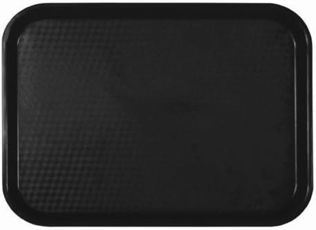 FAST FOOD SERVING TRAYS. SET OF 12 (DOZEN) PLASTIC | CAFETERIA | RESTAURANT (Black, 14" X 17 3/4)
