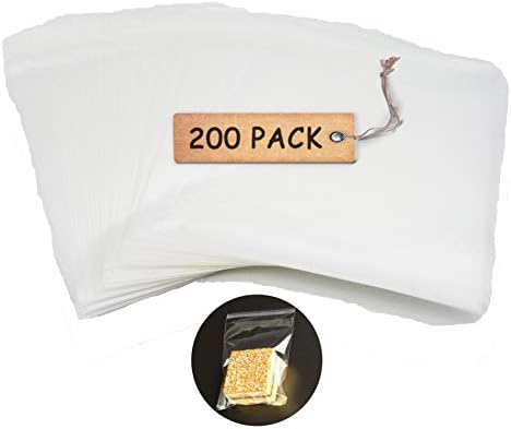SCHOLMART Cellophane Bag 200 pcs Adhesive Treat Bags Crystal Clear - Self Sealing OPP Plastic Cello Bags for Bakery Cookies (1.0 mil) (3.5 x 5 Inches)