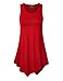 MBJ WT671 Womens Summer Sleeveless Irregular Handkerchie Hem Loose Tunic Tops Flowy Blouses Shirt XXXL RED