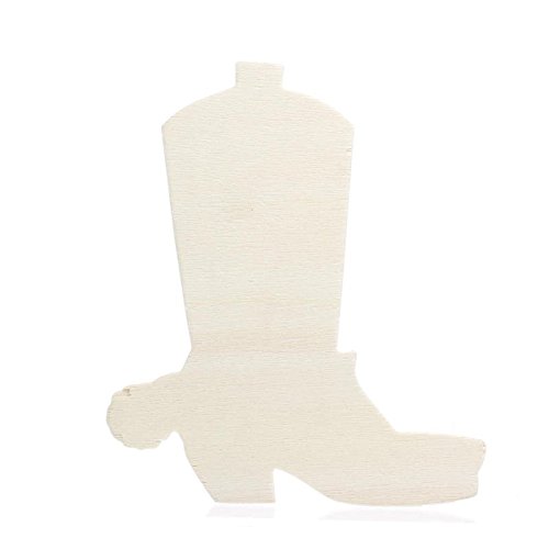Factory Direct Craft Group of 24 Unfinished Wooden Cowboy Boot Cutouts for Kids Crafts, Embellishing and Creating