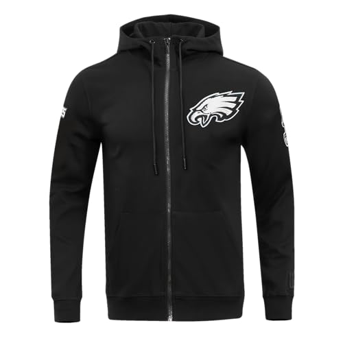 Pro Standard Mens NFL Pittsburgh Steelers Classic Chenille Kapuzensweatshirt mit durchgehendem ReiĂźverschluss Schwarz L