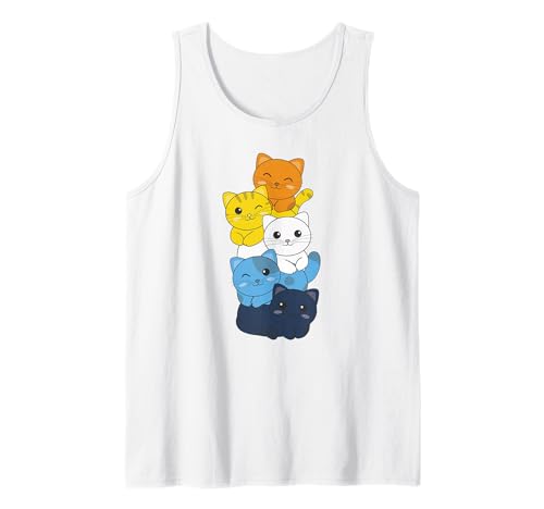 aroace Flag Pile Pride LGBTQ Cats cute aroace cat Tank Top