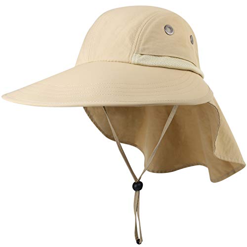 camptrace Safari Sun Hat Wide Brim Fishing Hat with Neck Flap for Women