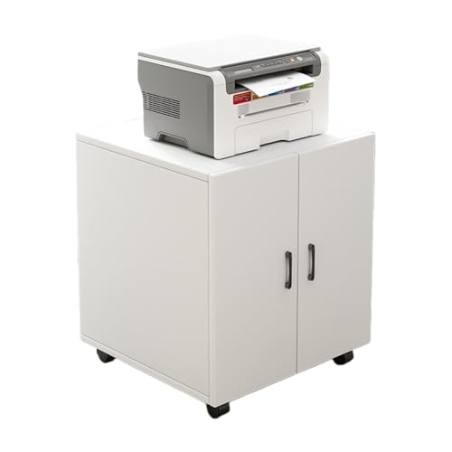 A3 Printer Stand with Cabinet, Mobile Copy Machine Table on Wheels, All-in-One Workstation with Storage for Office, Home Office, Studio - Organize Large Equipment（60X60cm)