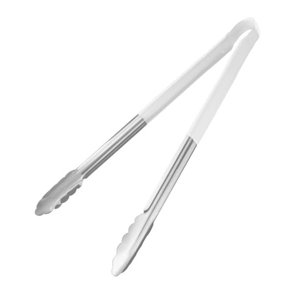 Hygiplas White Serving Tong 405mm - Colour Coded, Non-Slip Grip, Long Handle, Dishwasher Safe FX131