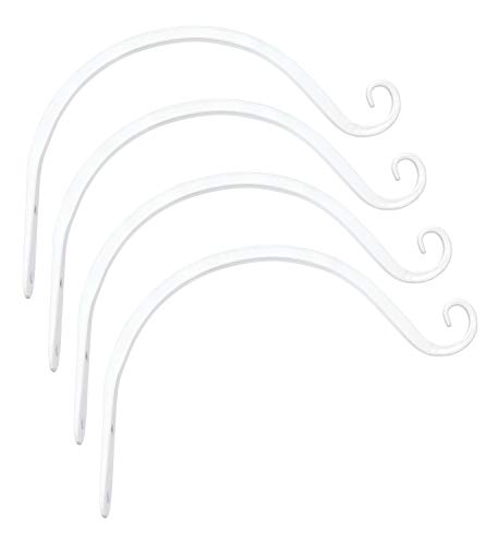 Mkono 4 Pcs Hanging Plants Bracket Wall Planter Hook Curved Bird Feeder Hanger, 8 inch,White