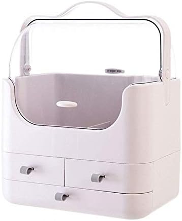 Dustproof Cosmetic  Storage Holder Display Shelf,white Handle Make Up Organizers With Drawer, Countertop Extra Large (color : B)